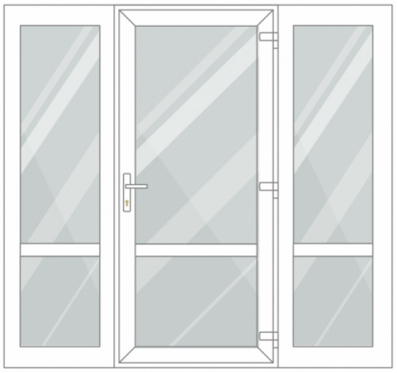  Ieejas PVC durvis ar 2 sānu logiem
